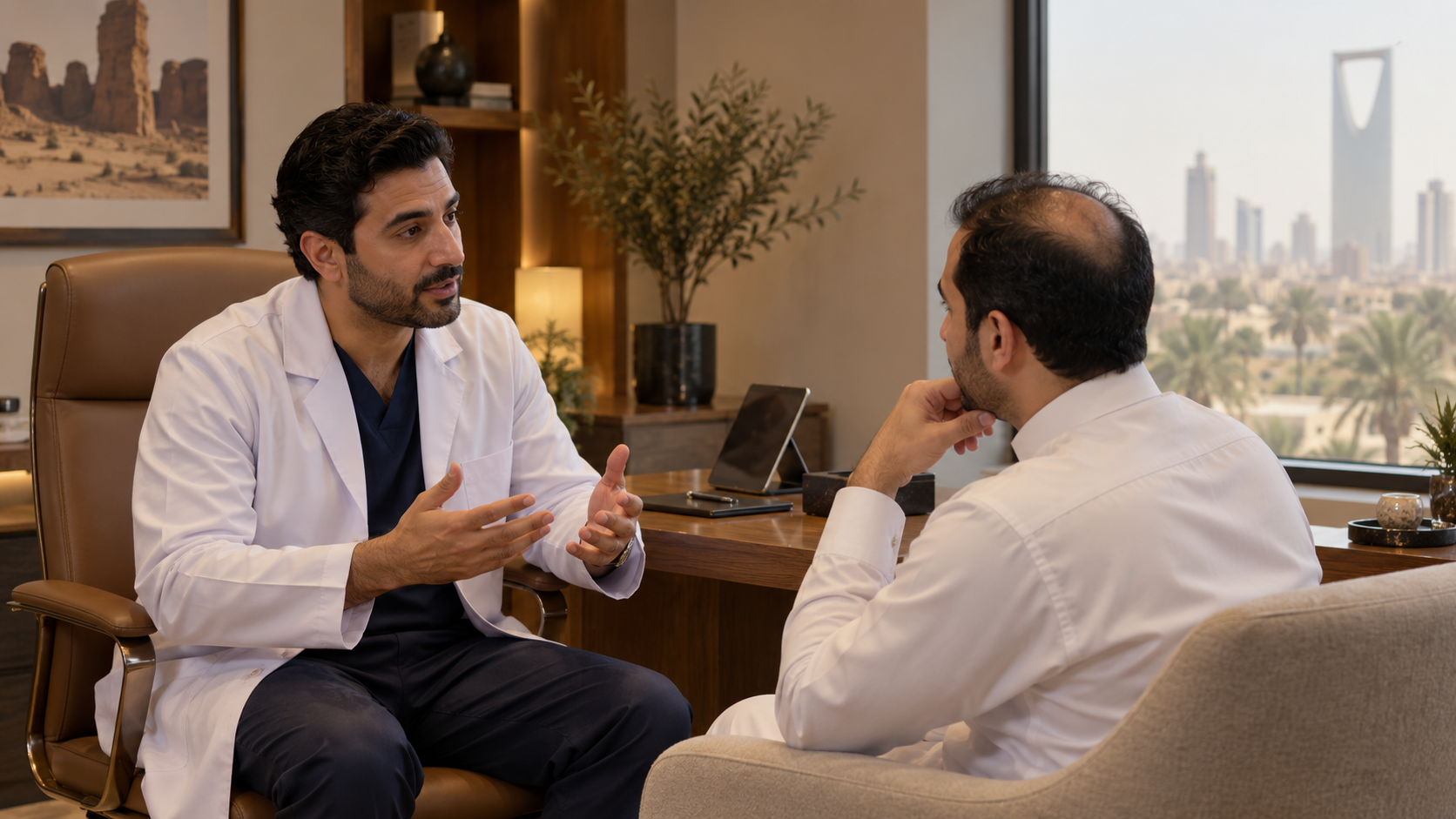 صورة تحريرية واقعية ترافق موضوع الاستشارة الأولى لتساقط الشعر: ما الذي يجب أن يحدث